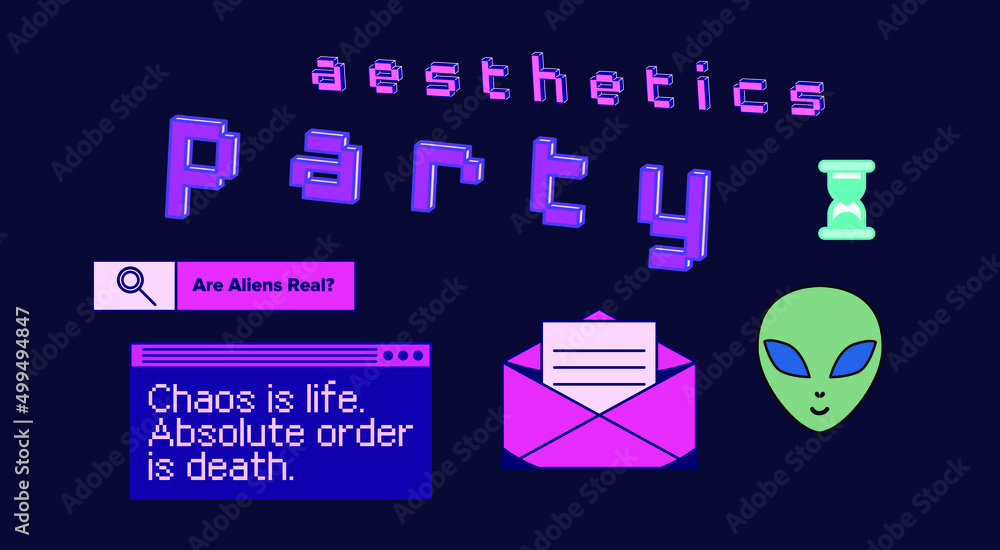 Poster Set of UI and UX elements: window boxes, tabs, bars.