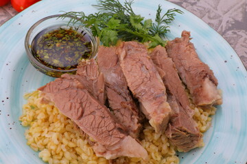 knuckle meat with vegetables cooked at home photos for the menu of cafes and restaurants