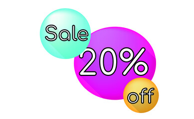 20 percent off, 3 balloons on a transparent background