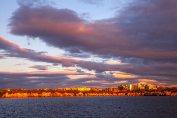 View of Virginia at dawn from the Tidal Basin in Washington DC