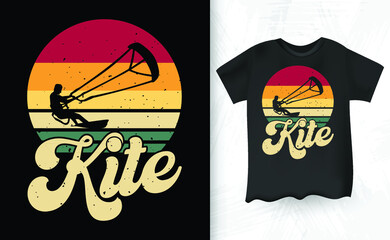 Funny Retro Vintage Lover Funny  Kite Surfing Kiteboarder Kitesurf Kitesurfing T-Shirt Design