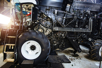 Process of runing-in of agricultural harvester on special stand in the factory