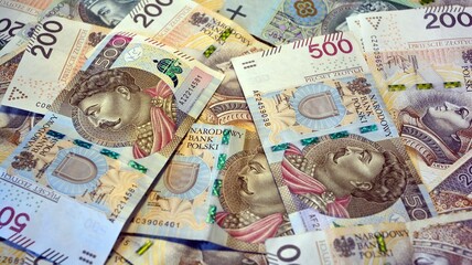 Background made of polish banknotes (polish zloty).