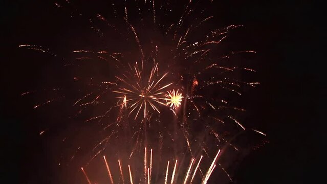 Really filmed beautiful spectacular fireworks in the night sky
