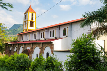Naklejka premium April 14, 2022 San Joaquín, La Mesa, Cundinamarca, Colombia. The San Joaquin church.