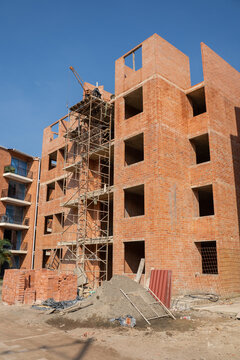 Buildings under construction in San Joaquín, Cundinamarca, a Colombian village.