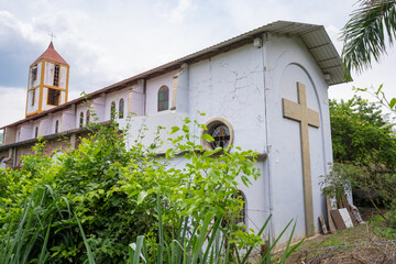 Fototapeta na wymiar April 14, 2022 San Joaquín, La Mesa, Cundinamarca, Colombia. The San Joaquin church.