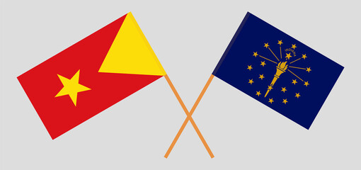 Crossed flags of Tigray and the State of Indiana. Official colors. Correct proportion