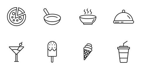 Fototapeta na wymiar food and drink icons set . food and drink pack symbol vector elements for infographic web