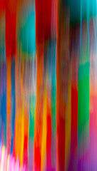 abstract colorful blur design of painted columns of pillars on urban city street of Santa Fe New Mexico abstract motion special effect created by intentional camera movement and long time exposure 