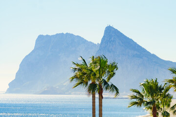 British Gibraltar rock on spanish coast. - obrazy, fototapety, plakaty