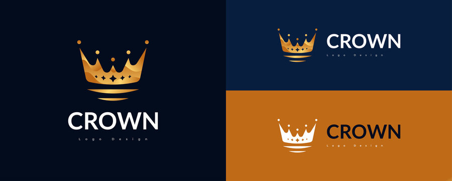 Luxury Golden Crown Logo Design. Royal King or Queen Crown Logo or Icon. Elegant Diadem Vector Illustration