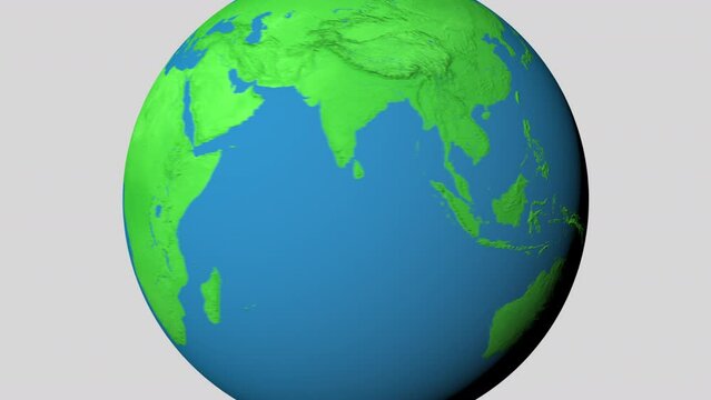 Seamless looping animation of the earth zooming in to the 3d map of Micronesia with the capital and the biggest cites in 4K resolution