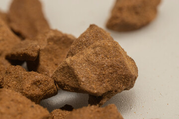 Grains of instant coffee. Macro photo.