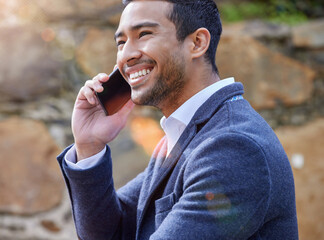 Your voice soothes me. Shot of a businessman using his smartphone to make a phone call.
