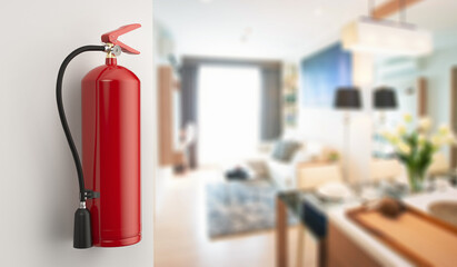 Fire extinguisher in house - obrazy, fototapety, plakaty