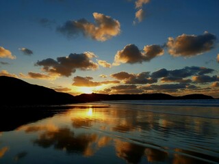 sunset over the shore