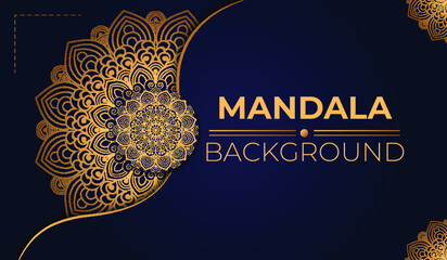 Ornamental mandala design use for islamic ramadan banner design, business card, greeting card, and poster design, elegant background with gold luxury floral pattern and traditional arabian mandala 