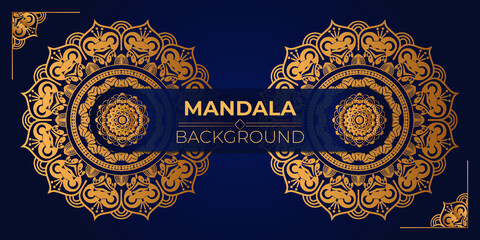 Ornamental mandala design use for Islamic Ramadan banner design, business card, greeting card, and poster design, elegant background with gold luxury floral pattern and traditional Arabian mandala 