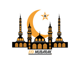 eid mubarak vector logo design black & yellow