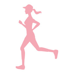 Fototapeta na wymiar ジョギング／ランニングをする女性のシルエット
