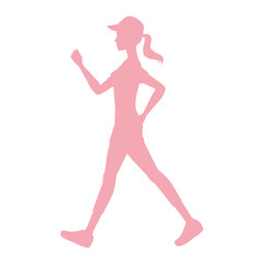 ウォーキングする女性のシルエット