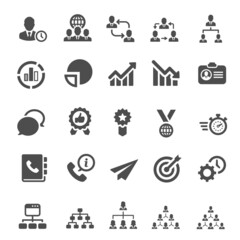 Business people, human resources, office management - web icon set. Simple vector illustration