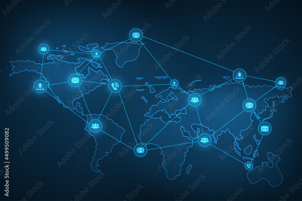 Aufkleber vector technology connecting abstract background. technology communication concept with line icon.