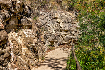 Landscapes atop and around Diamond Head volcanic crater on Oahu