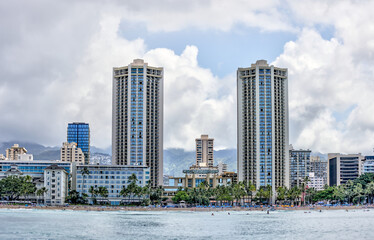 Fototapeta premium Landscapes and skylines of Waikiki on Oahu