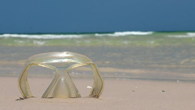 The part of the diving goggles was washed up on the sea beach