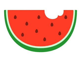 スイカ一口頂きました。スイカのかわいいシンプルなイラスト。