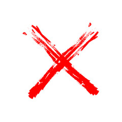 hand drawn letter X. Red cross sign vector