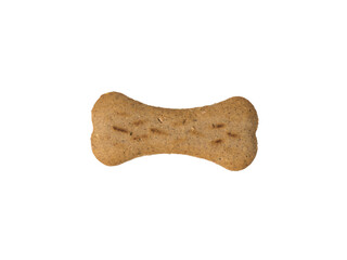 Dog biscuits with cereals isolated on a white background. Flat lay.