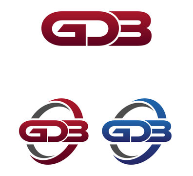 Vector Modern 3 Letters Initial logo Vector Swoosh Red Blue GDB
