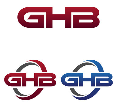 Vector Modern 3 Letters Initial logo Vector Swoosh Red Blue GHB