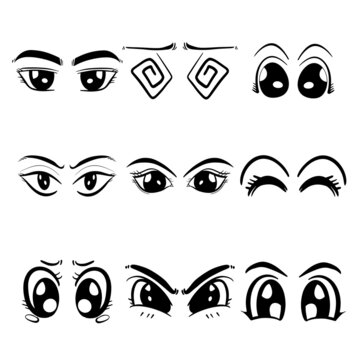 The eye bundle Set of cartoon anime style vector image.