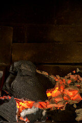 brasas del fuego de la parrilla 