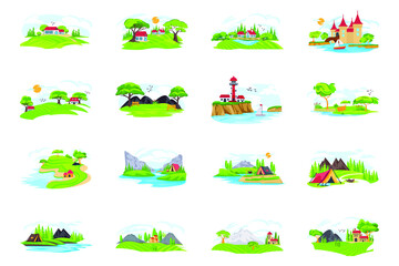 Modern Flat Vector Designs of Nature Landscapes 