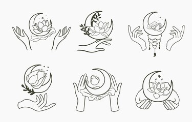 Black lotus flower outline Vector illustration for icon,sticker,printable and tattoo