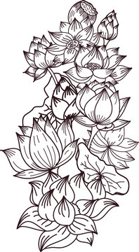 circle hand drawn lotus flower ,vector for coloring book and zentangle design.
