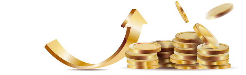 Shiny realistic gold coins, great for promotion banner or game background.