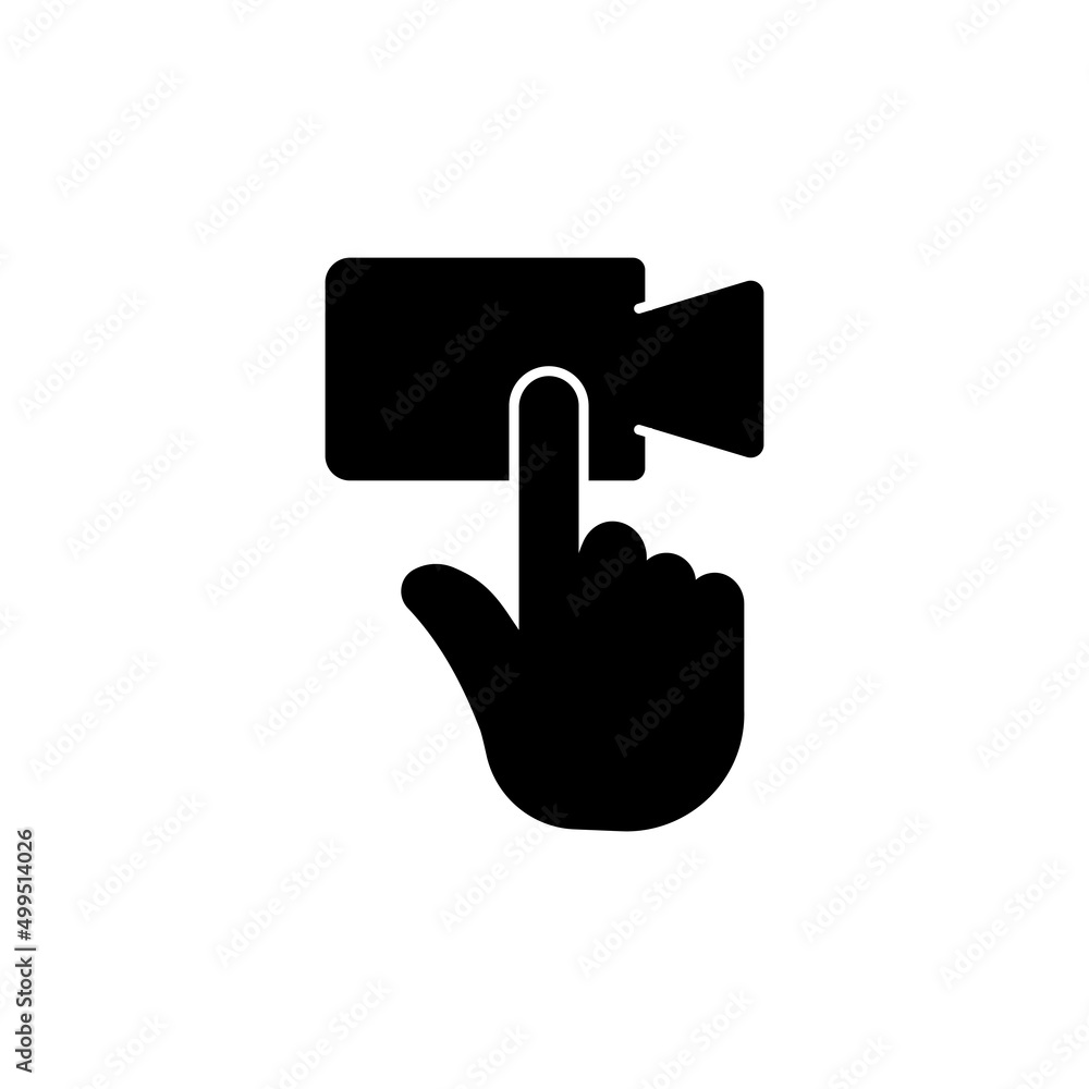 Poster touch icon with on video. glyph icon style. silhouette. suitable for on video symbol. simple design 