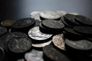 Close up of some damaged Australian coins
