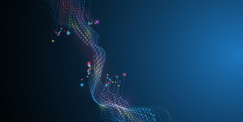 Big data network concept, internet connection, sound wave and wireless signal use business finance as abstract background image.