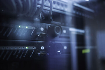 All data gets processed here. Shot of an empty server room.