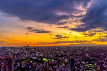 Obraz premium 東京風景 新宿 池袋 富士山