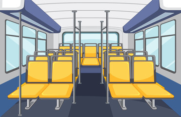 Fototapeta premium Bus interior with empty yellow seats