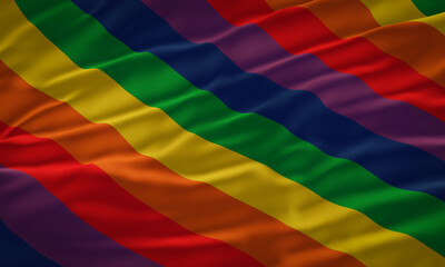 3D wavy rainbow flag. LGBTQ rippled clothes.