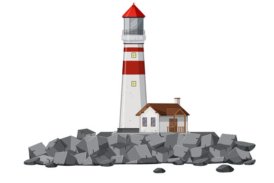 A lighthouse on white background